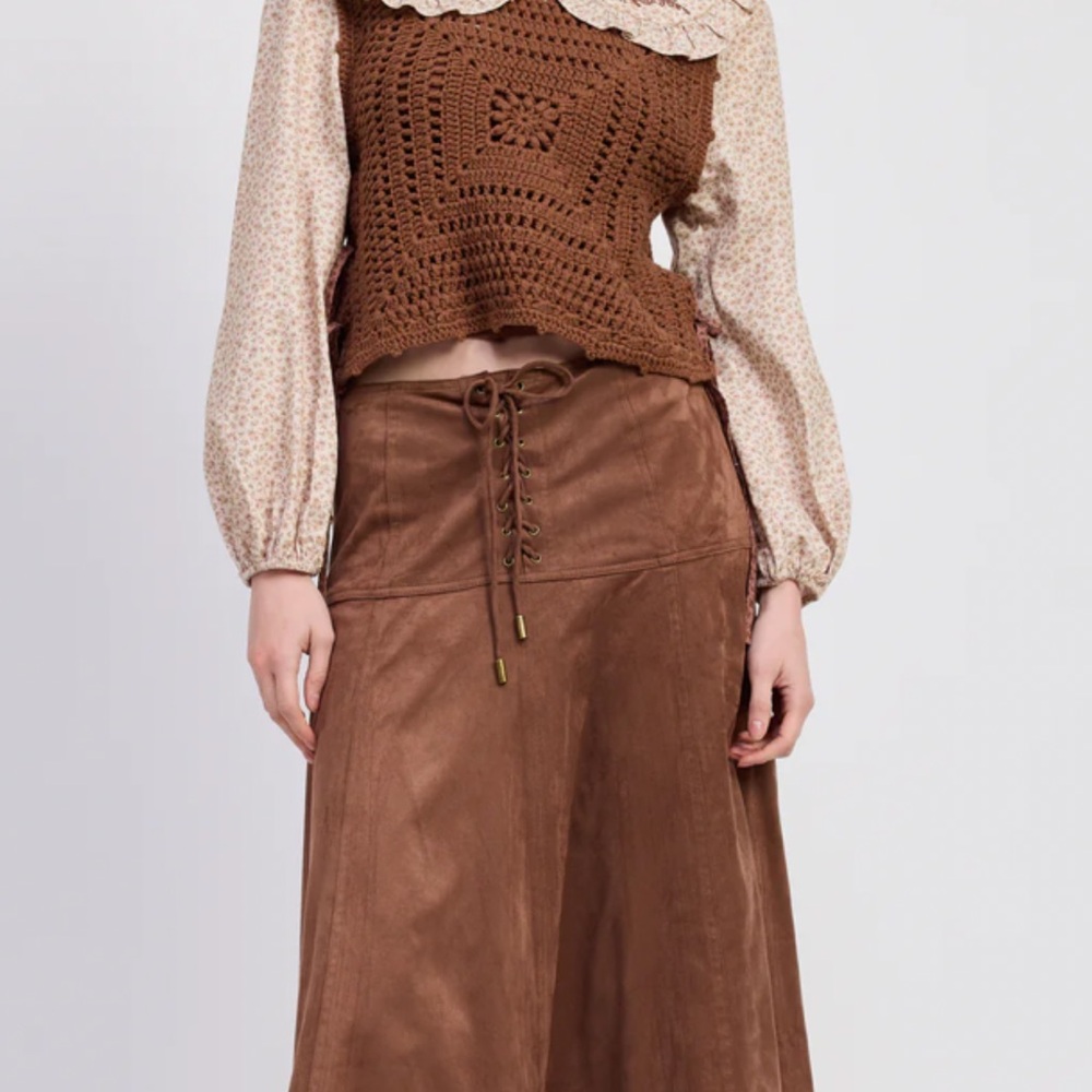 Jacqui E A-Line Brown Skirt